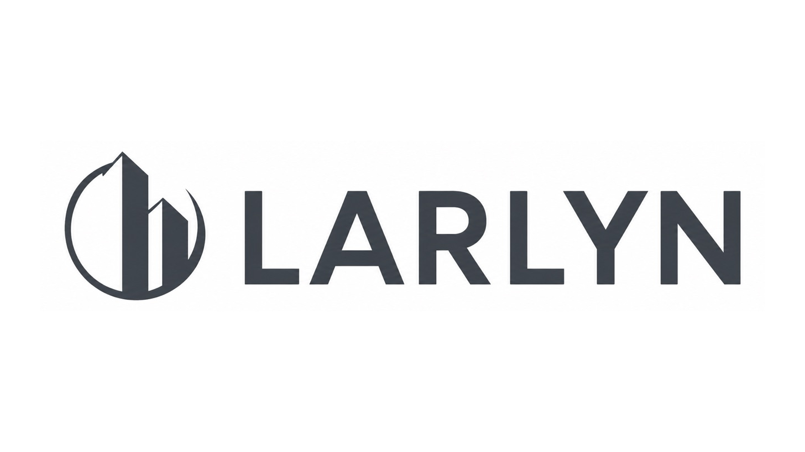 LARLYN logo with two stylized buildings inside a circular outline, next to the word LARLYN in bold, uppercase letters—perfect for representing expertise in property management and roof repair services.
