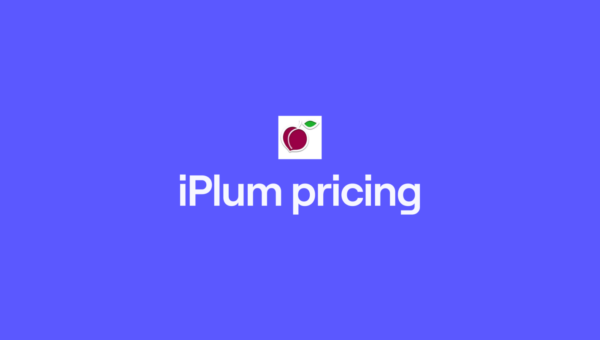 A purple background with the iPlum logo—a plum with a green leaf—centered above the white text iPlum pricing..