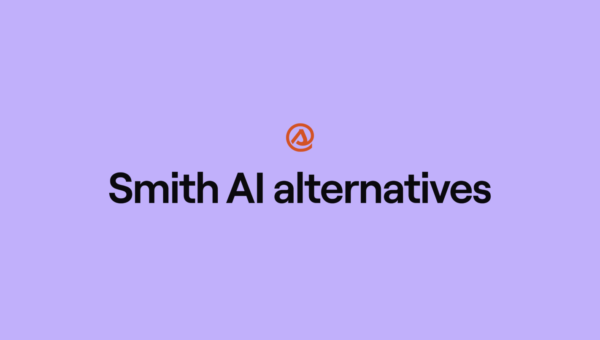 Text Smith AI alternatives in bold black letters centered on a light purple background, with a small orange circular logo above the text.